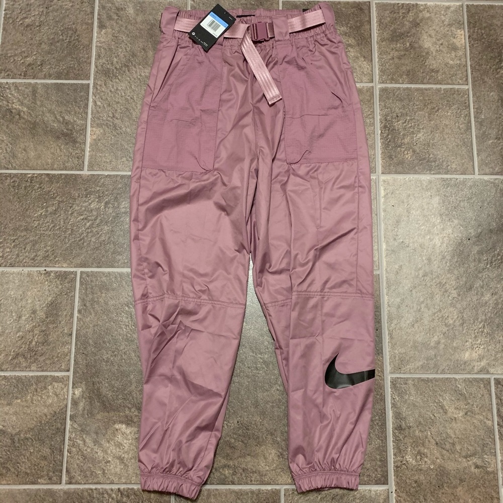 Nike Woven Swoosh Purple Cargo Pants With Belt
